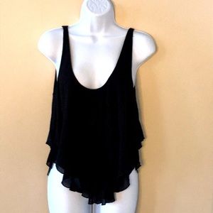 Fancy top two layers, black chiffon, low-cut.